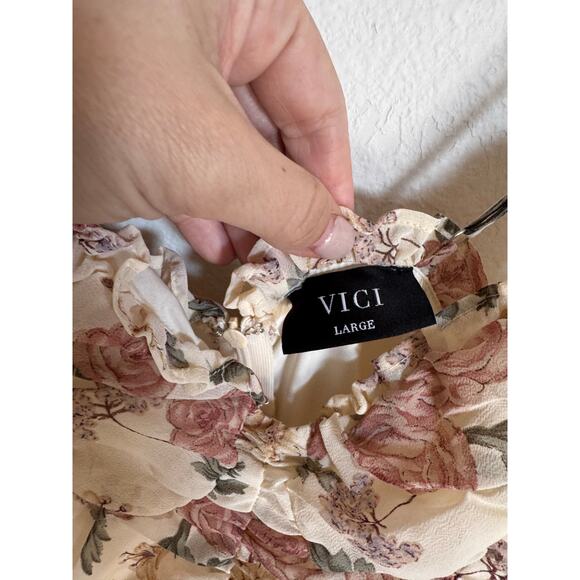 VICI Floral Ruched Mesh Bodycon Midi Dress Spaghetti Strap Party Wedding Large - Picture 9 of 9